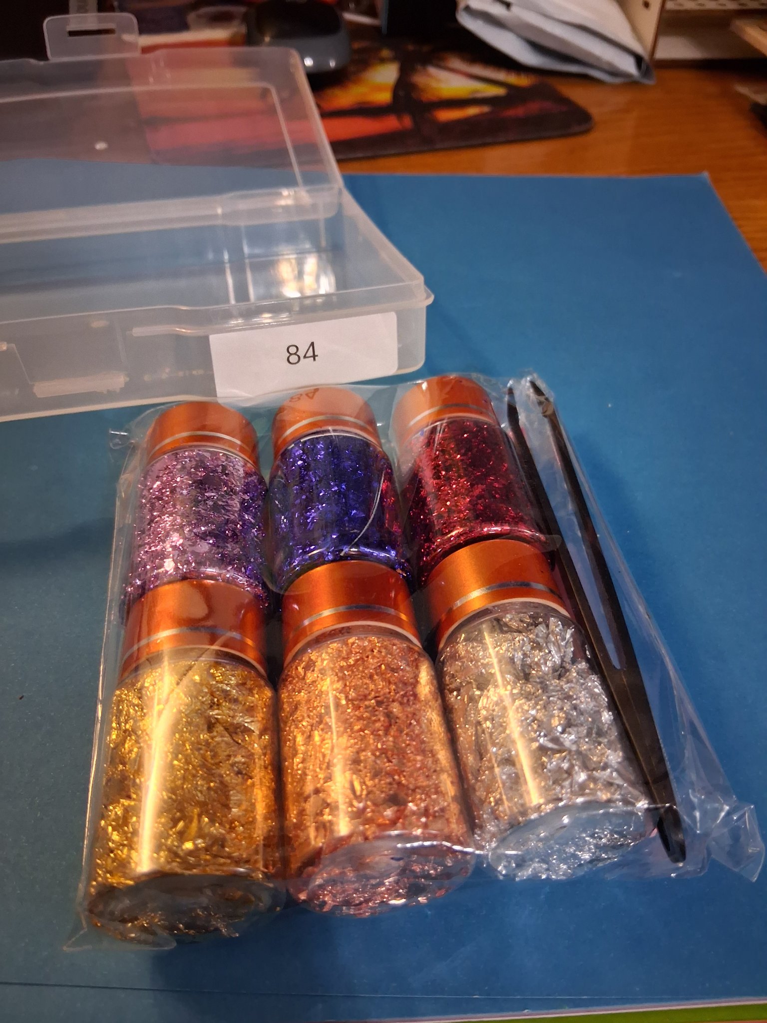 Addon — 84 Metallic Foil Flakes Set (6 jars + tweezers)